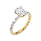 Starlight Oval Radiance Baguette and Round Diamond Studded Shank Engagement Ring