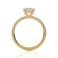 Starlight Oval Radiance Baguette and Round Diamond Studded Shank Engagement Ring