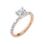 Starlight Cushion Radiance Baguette and Round Diamond Studded Shank Engagement Ring