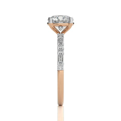 Starlight Round Radiance Baguette and Round Diamond Studded Shank Engagement Ring