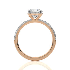 Starlight Round Radiance Baguette and Round Diamond Studded Shank Engagement Ring
