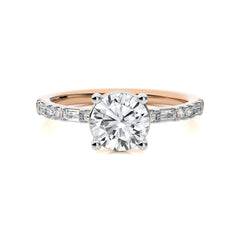 1 3/4 CT. Starlight Round Radiance Baguette and Round Natural Diamond Engagement Ring