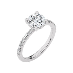 1 3/4 CT. Starlight Round Radiance Baguette and Round Lab Created Diamond Engagement Ring