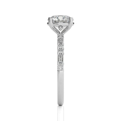 Starlight Round Radiance Baguette and Round Diamond Studded Shank Engagement Ring
