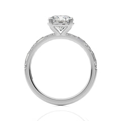 Starlight Round Radiance Baguette and Round Diamond Studded Shank Engagement Ring
