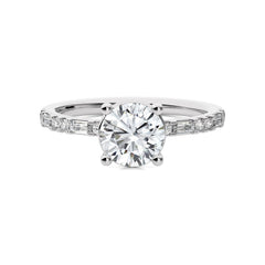 1 3/4 CT. Starlight Round Radiance Baguette and Round Natural Diamond Engagement Ring