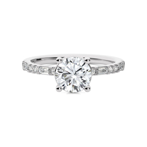 1 3/4 CT. Starlight Round Radiance Baguette and Round Natural Diamond Engagement Ring