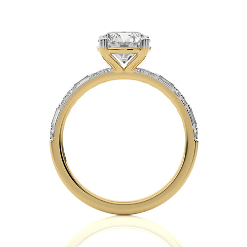 Starlight Round Radiance Baguette and Round Lab Created Diamond Engagement Ring