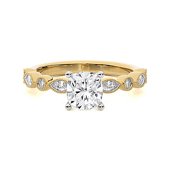 Vintage Charm Cushion Lab Created Diamond Engagement Ring