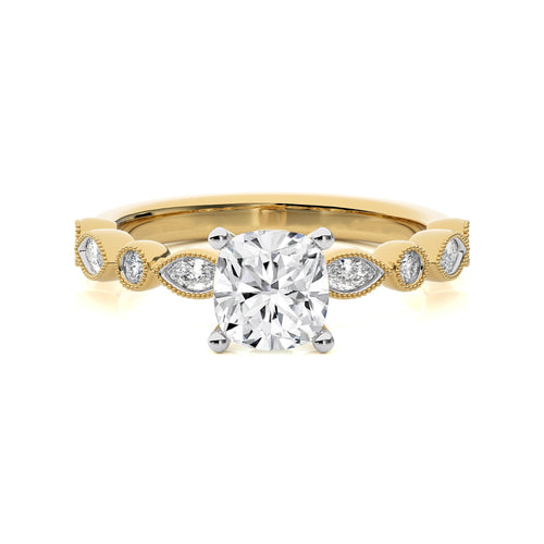 Vintage Charm Cushion Diamond Engagement Ring