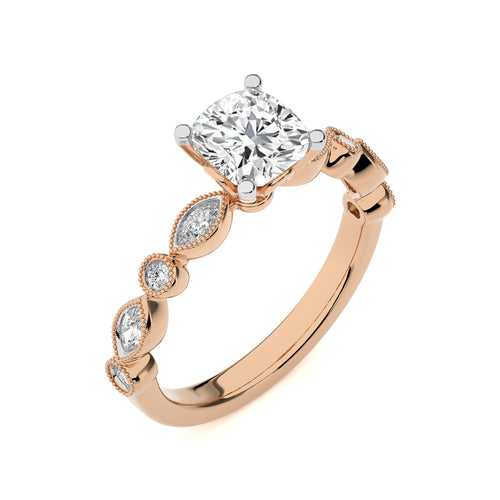 Vintage Charm Cushion Lab Created Diamond Engagement Ring