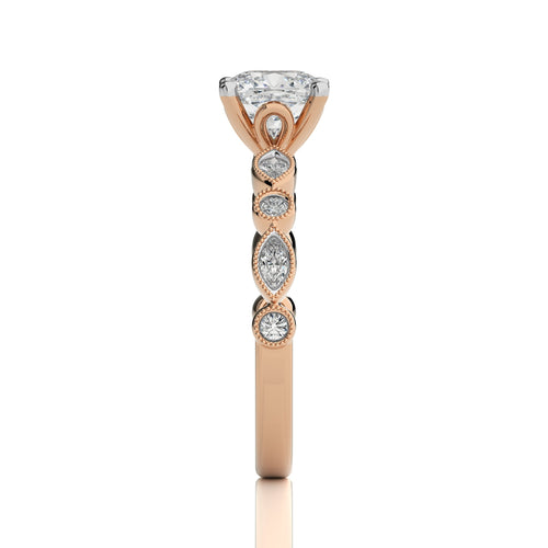 Vintage Charm Cushion Diamond Engagement Ring