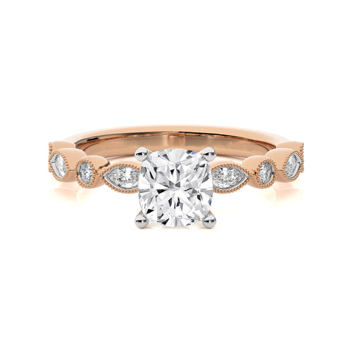 Vintage Charm Cushion Diamond Engagement Ring