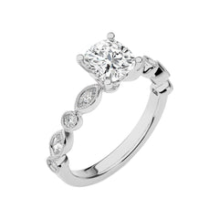 Vintage Charm Cushion Diamond Engagement Ring