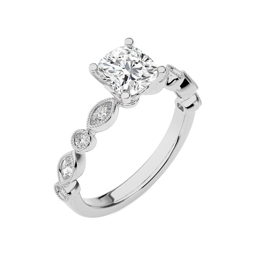 Vintage Charm Cushion Diamond Engagement Ring