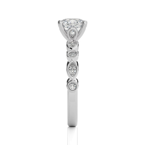 Vintage Charm Cushion Diamond Engagement Ring