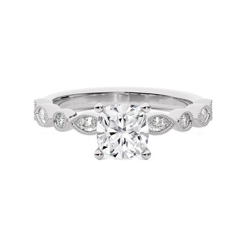 Vintage Charm Cushion Lab Created Diamond Engagement Ring