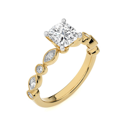 Vintage Charm Cushion Lab Created Diamond Engagement Ring