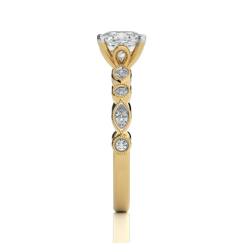 Vintage Charm Cushion Diamond Engagement Ring