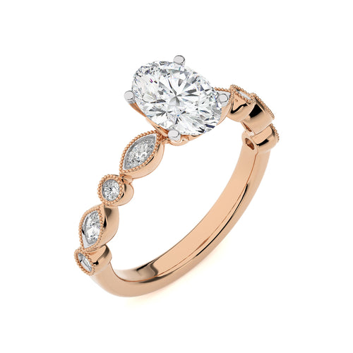 Vintage Charm Oval Diamond Engagement Ring
