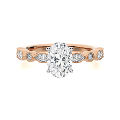 Vintage Charm Oval Lab Created Diamond Engagement Ring