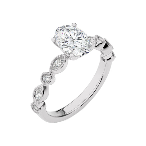 Vintage Charm Oval Lab Created Diamond Engagement Ring