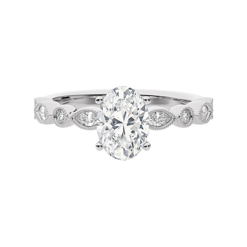 Vintage Charm Oval Lab Created Diamond Engagement Ring