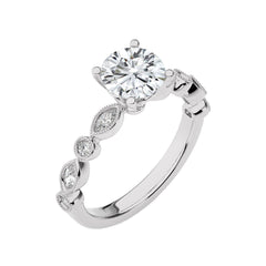 Vintage Charm Round Lab Created Diamond Engagement Ring