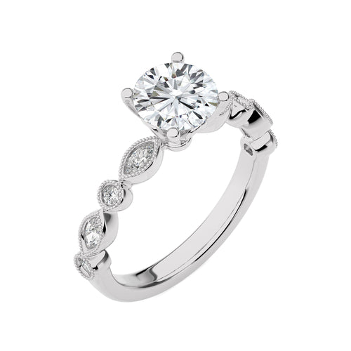 Vintage Charm Round Lab Created Diamond Engagement Ring