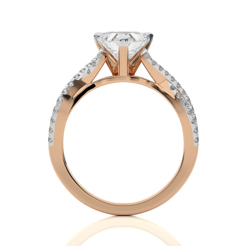 Dynamic Twist Heart Diamond Engagement Ring