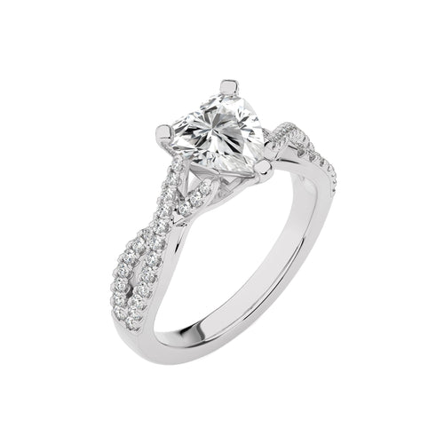 Dynamic Twist Heart Diamond Engagement Ring