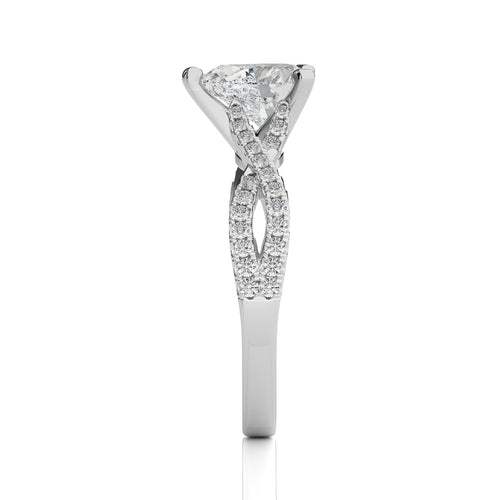 Dynamic Twist Heart Diamond Engagement Ring