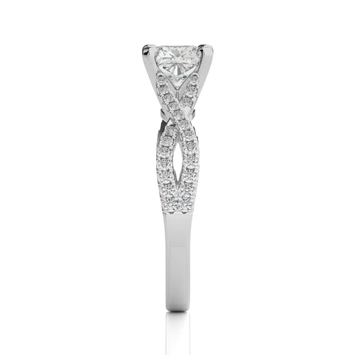 Dynamic Twist Cushion Diamond Engagement Ring