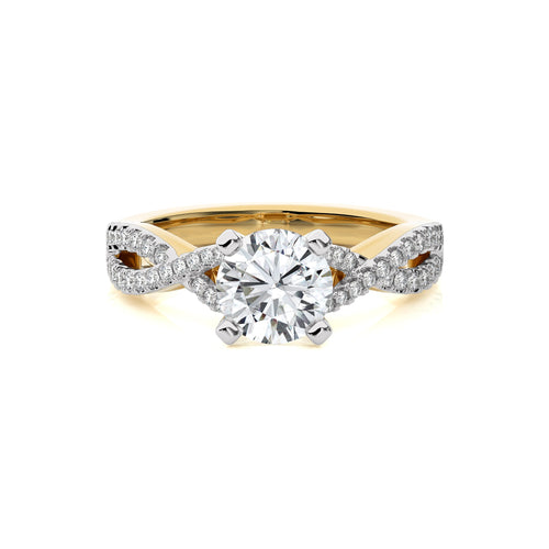 Dynamic Twist Round Lab Created Diamond Engagement Ring