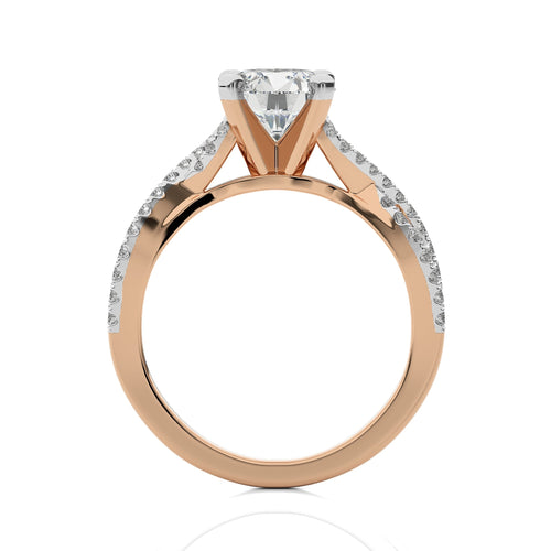 Dynamic Twist Round Lab Created Diamond Engagement Ring