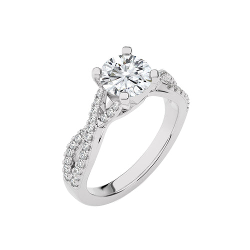 Dynamic Twist Round Lab Created Diamond Engagement Ring