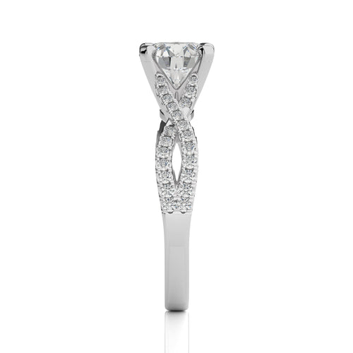 Dynamic Twist Round Diamond Engagement Ring