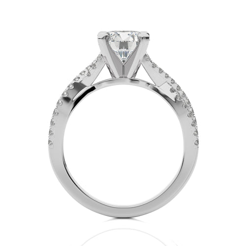 Dynamic Twist Round Diamond Engagement Ring