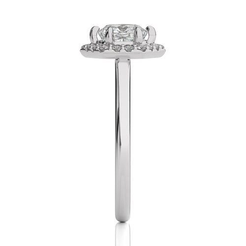 Hexagon Cushion and Round Halo Diamond Engagement Ring