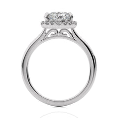 Hexagon Cushion and Round Halo Diamond Engagement Ring