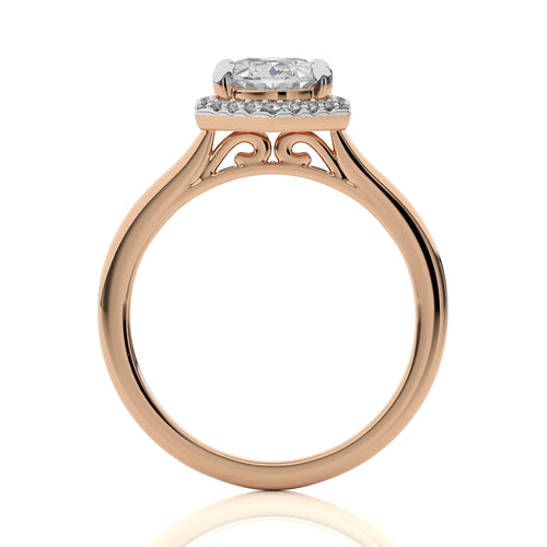 1 1/2 CT. Hexagon Oval and Round Lab Created Diamond Halo Engagement Ring