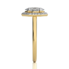 1 1/2 CT. Hexagon Oval and Round Lab Created Diamond Halo Engagement Ring