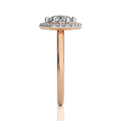 Hexagon Round Halo Diamond Engagement Ring