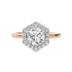 Hexagon Round Halo Diamond Engagement Ring