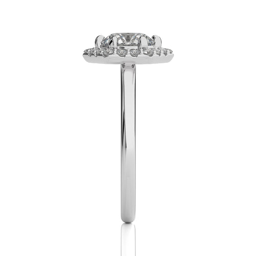 Hexagon Round Halo Diamond Engagement Ring