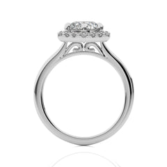 1 3/4 CT. Hexagon Round Natural Diamond Halo Engagement Ring