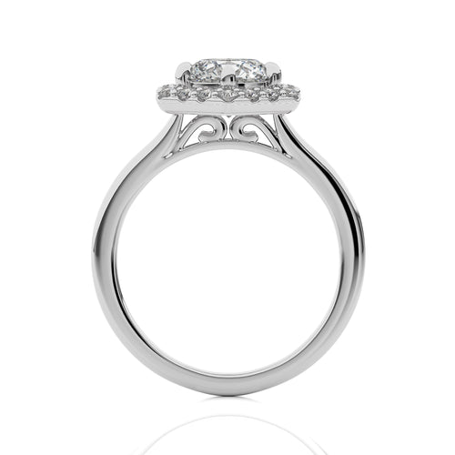 Hexagon Round Halo Diamond Engagement Ring