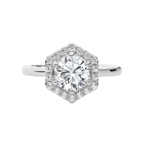 1 3/4 CT. Hexagon Round Lab Created Diamond Halo Engagement Ring