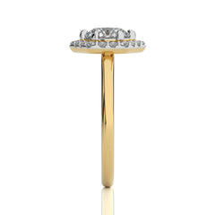 Hexagon Round Halo Diamond Engagement Ring