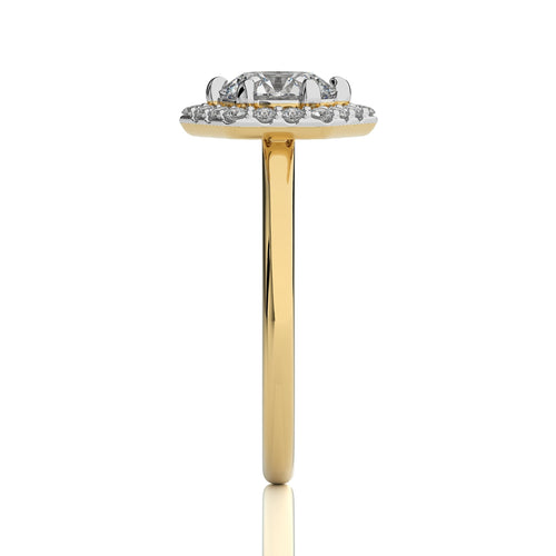 Hexagon Round Halo Diamond Engagement Ring